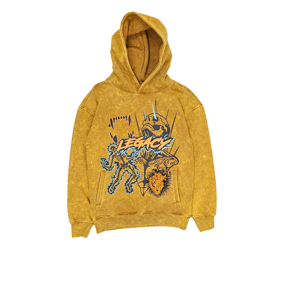 Men's Over Fitted Acid Wash Graphic Hoodie