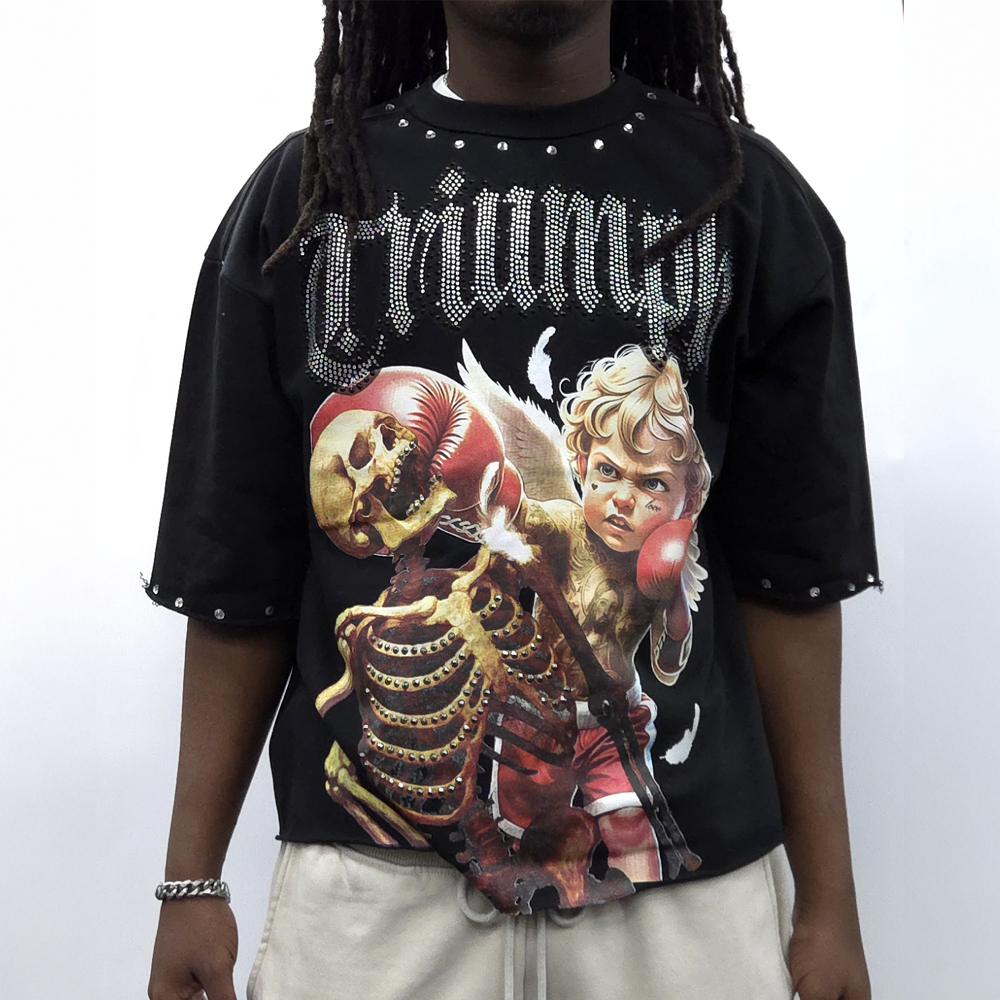 Men's Cropped Tee w/Graphic Print
