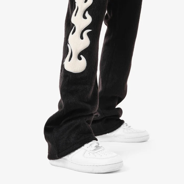 Men's Mohair Pearly Embroidery Stacked Pant