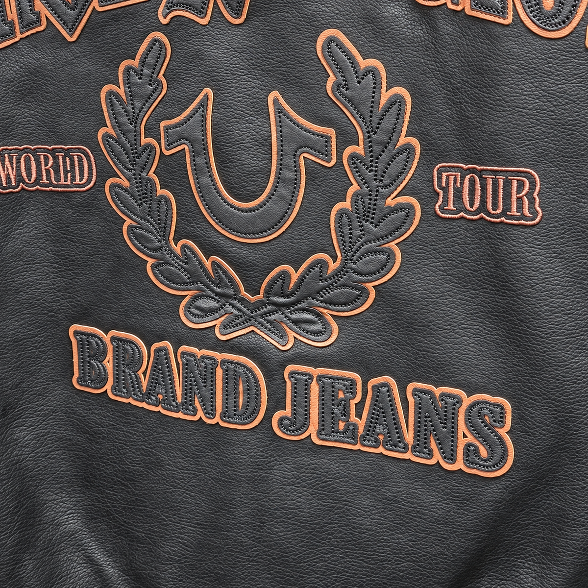 True Religion PU Hooded Bomber Jacket