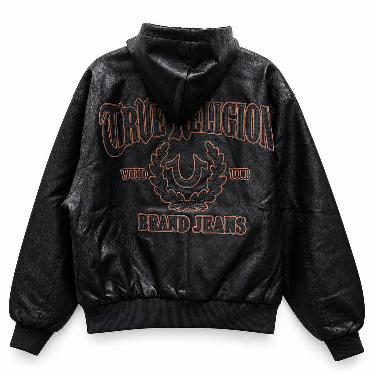 True Religion PU Hooded Bomber Jacket
