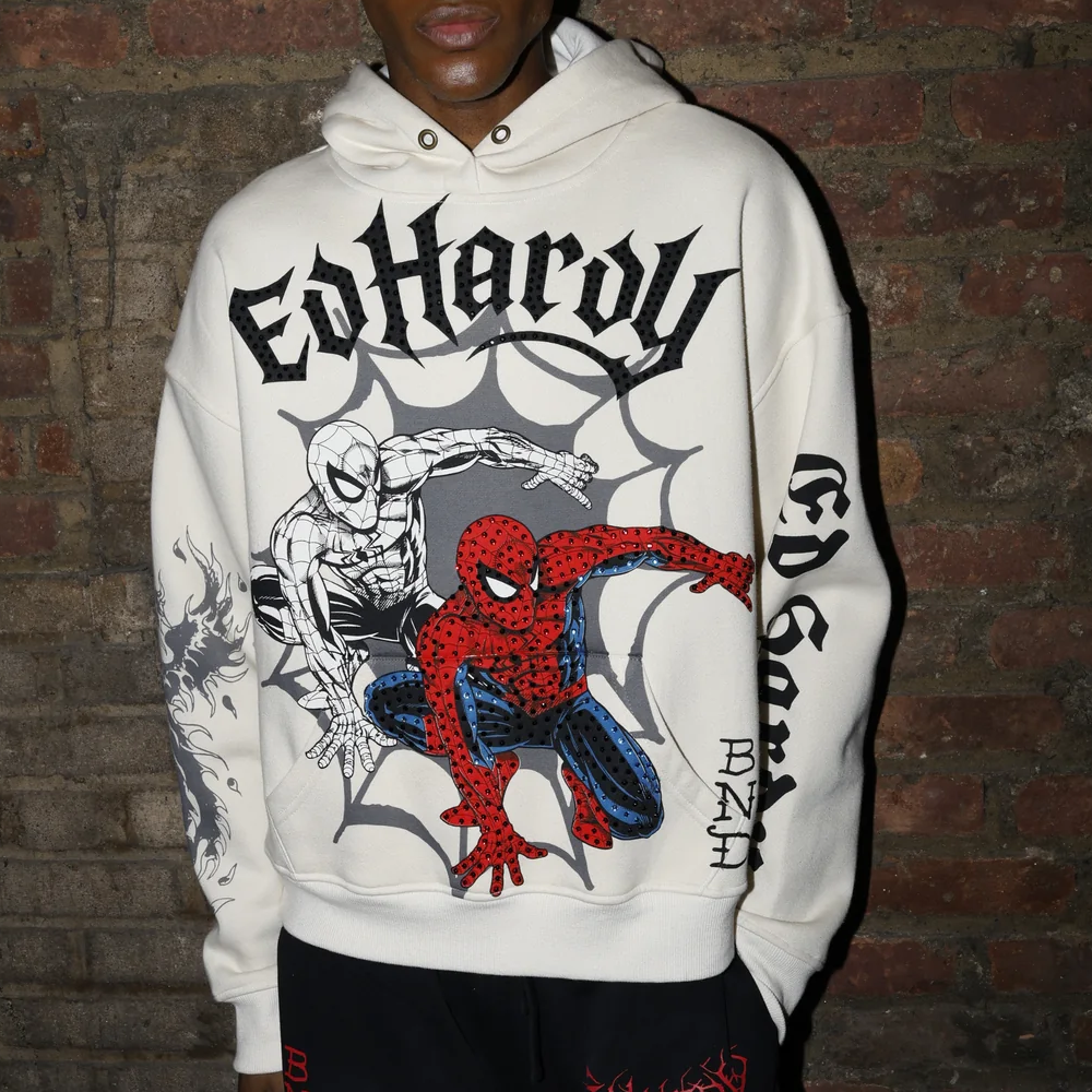 Ed Hardy Triple SM Rhinestone Boxy Hoodie