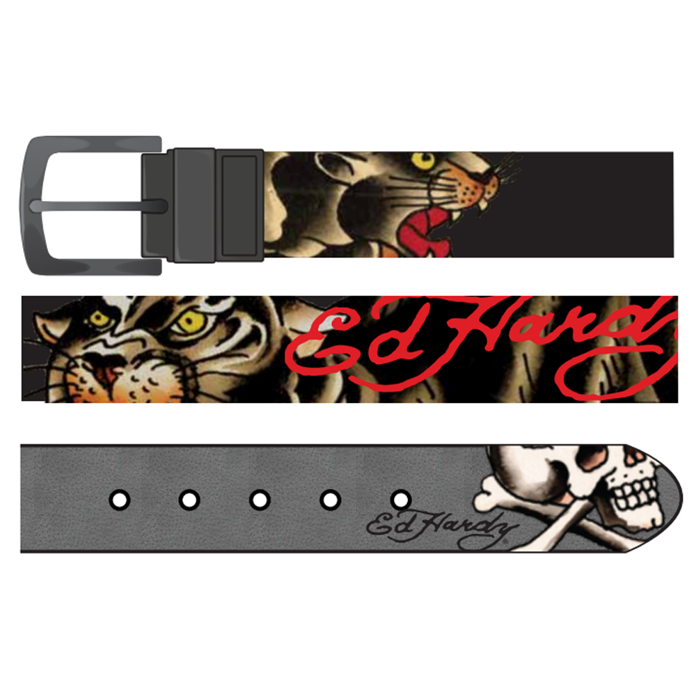 Ed Hardy Panther and Skull Belt