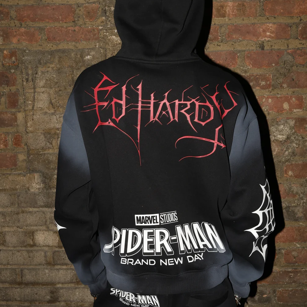 Ed Hardy Heartweb Washed Boxy Zip Hoodie