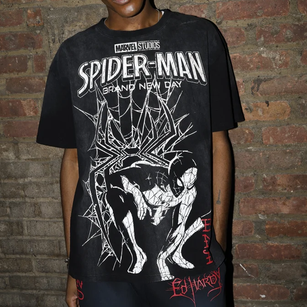 Ed Hardy Heart Web Washed Boxy Tee