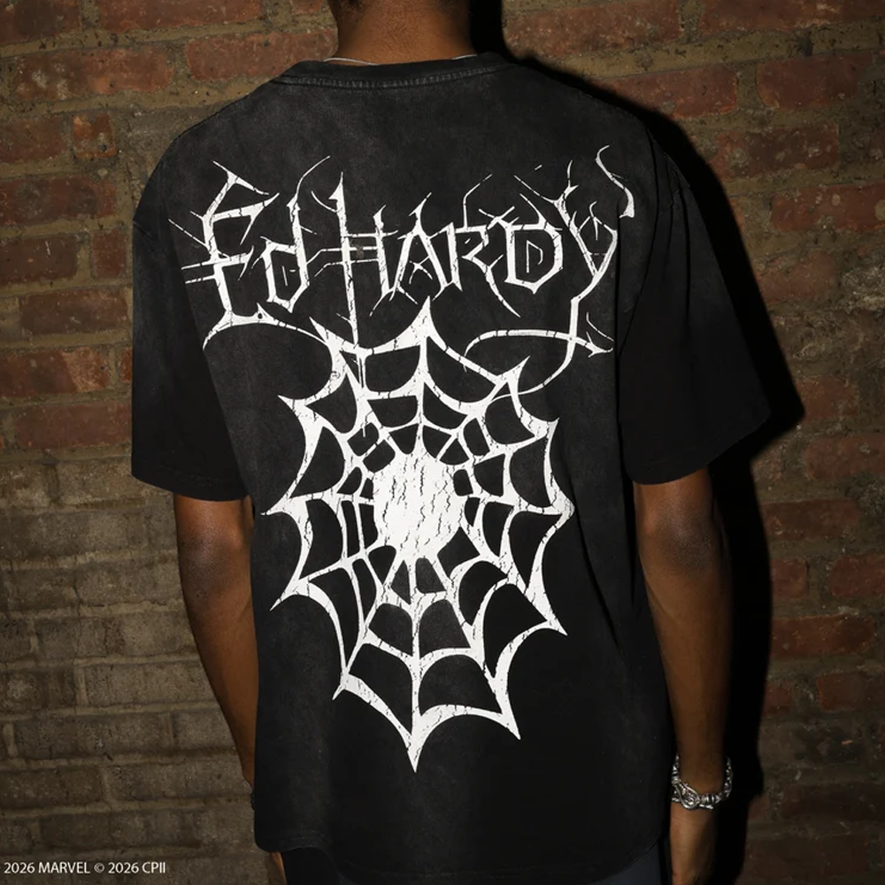 Ed Hardy Heart Web Washed Boxy Tee