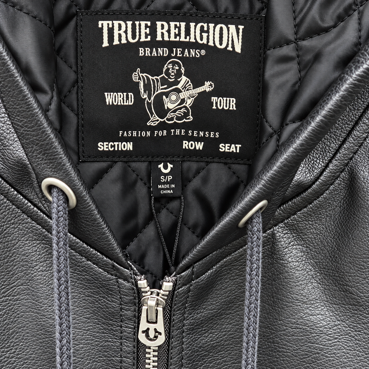 True Religion PU Hooded Bomber Jacket