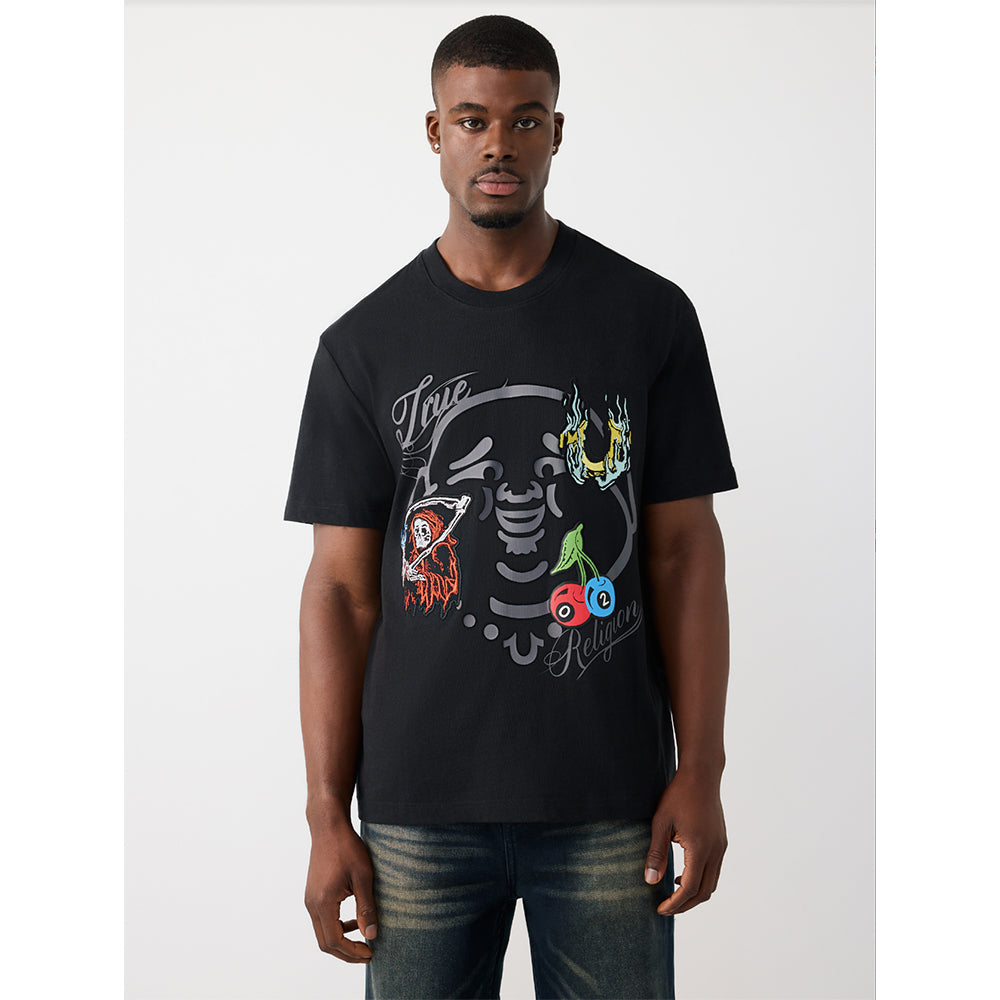 True Religion Men's SS Buddha Face Tee