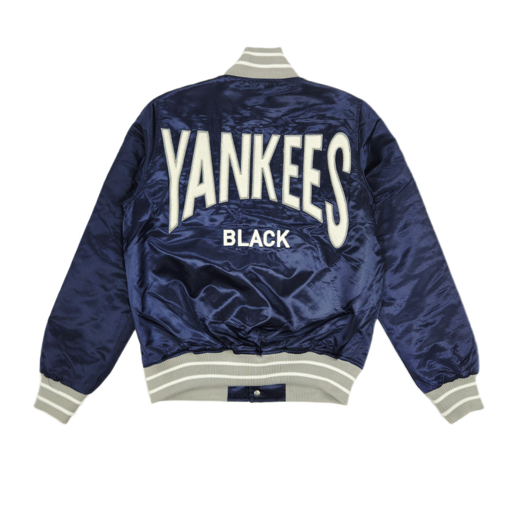 Men's SD Black Yankees Satin Varsity Jacket