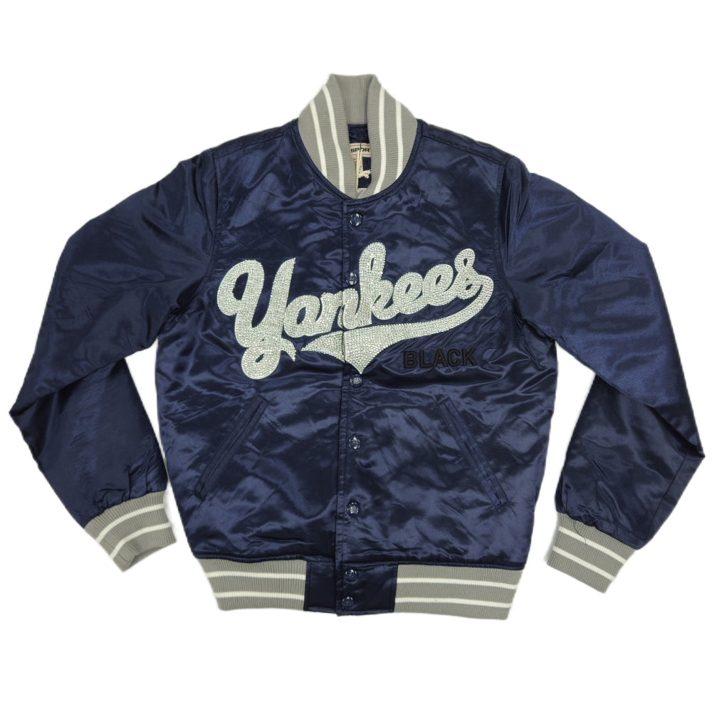 Men's SD Black Yankees Satin Varsity Jacket