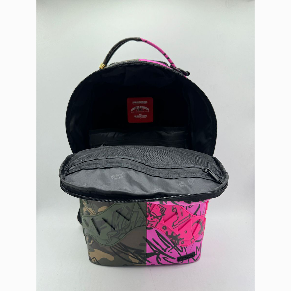 SPRAYGROUND SPLIT PINK AND CAMO DLXSV BACKPACK