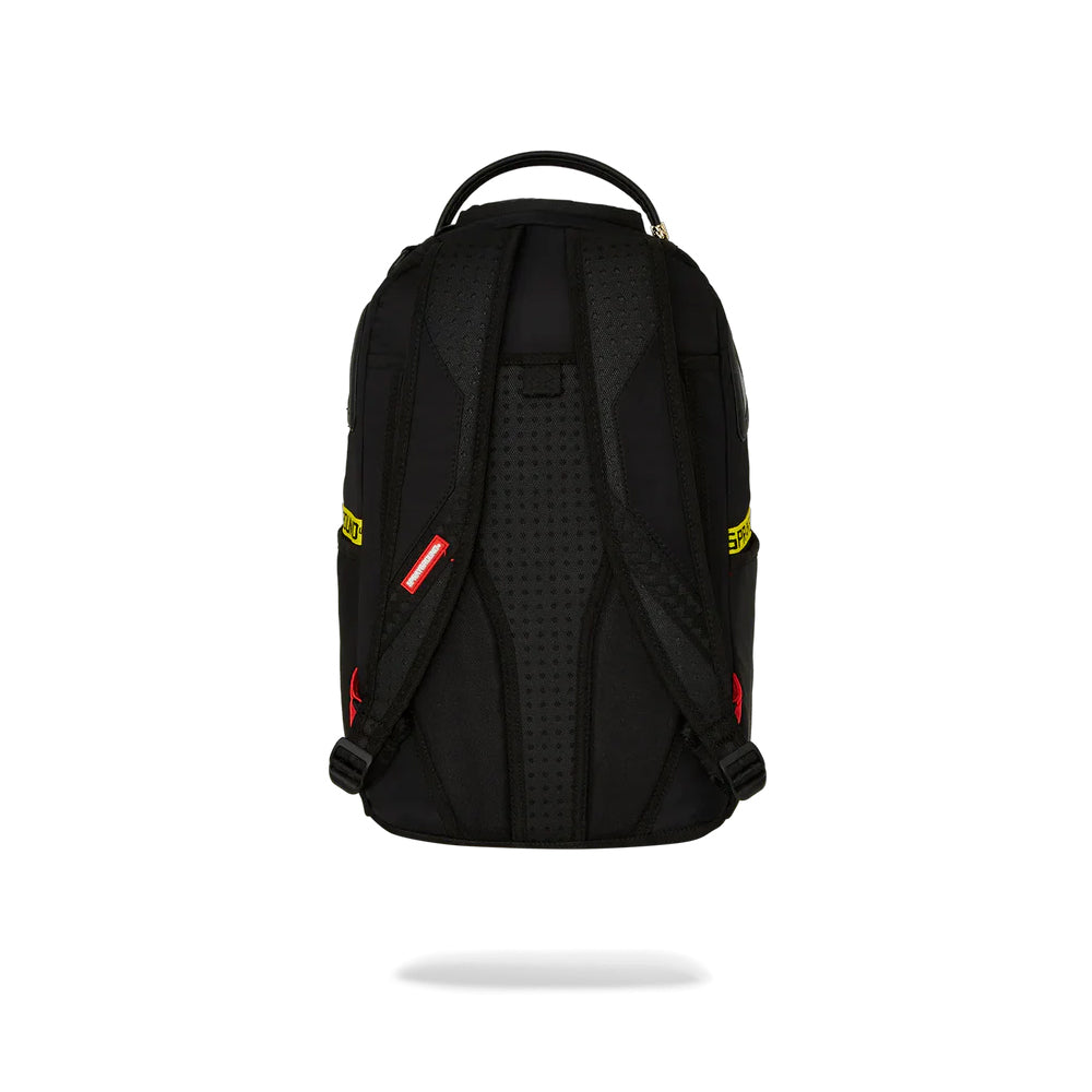 SPRAYGROUND SHARK CENTRAL YELLOW TAPE DLX SATIN BACKPACK